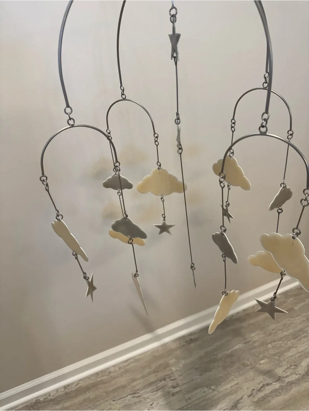 Pottery Barn Kids Cream & Light Gray Cloud and Star Mobile